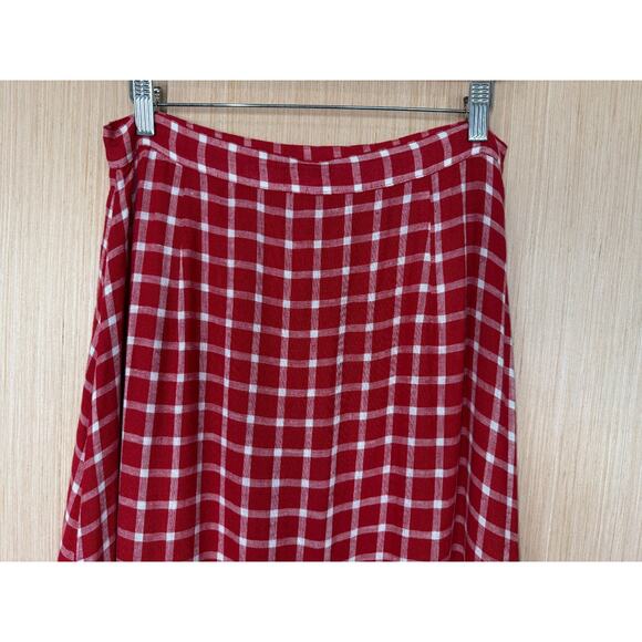 NEW Rails Lizzy Linen Blend Ruffle Hem Wrap Skirt Womens Size Large Plaid Red - Picture 6 of 12